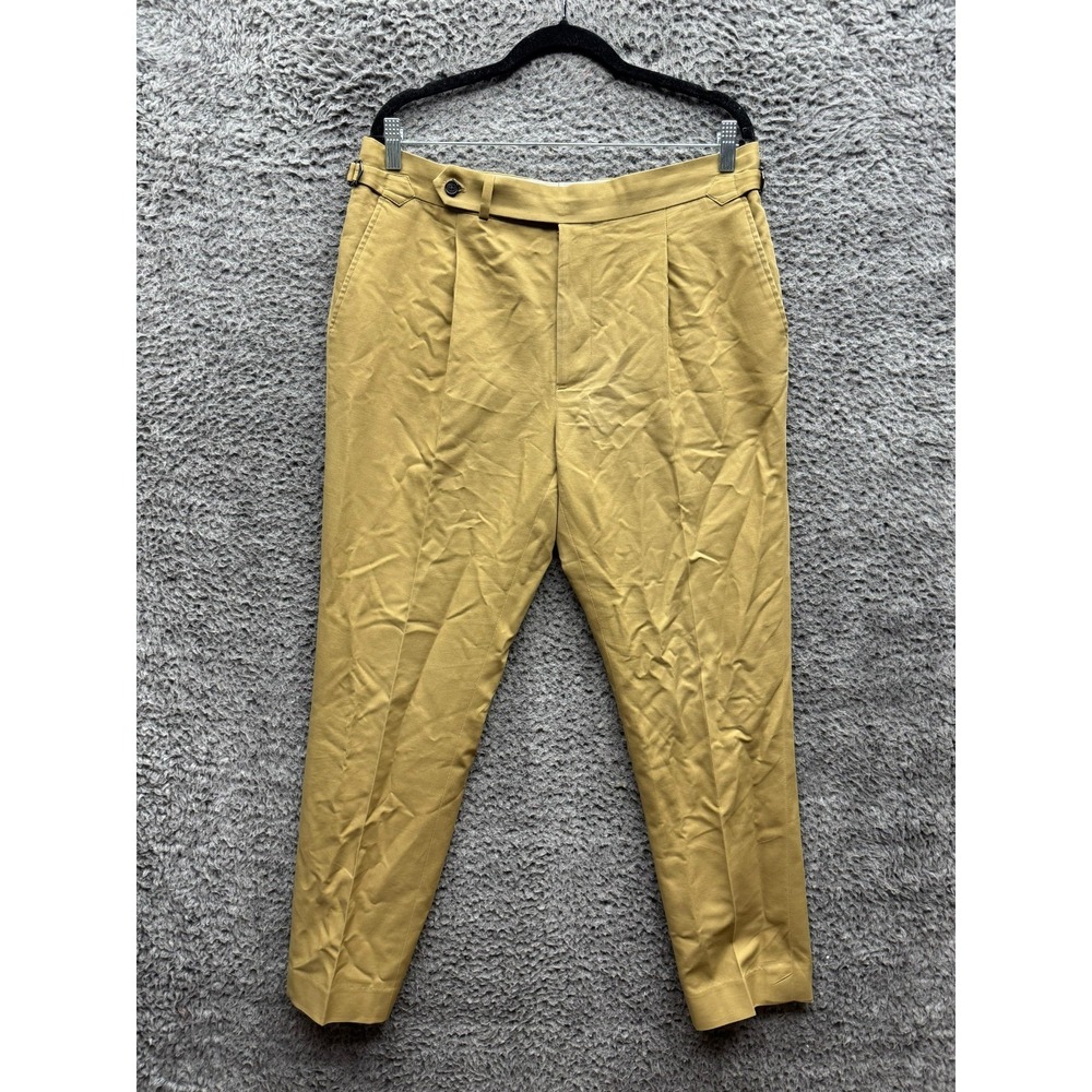 Spier & Mackay Pleated Cotton Slim Fit Trousers Dress Pants Khaki Mens Size 34